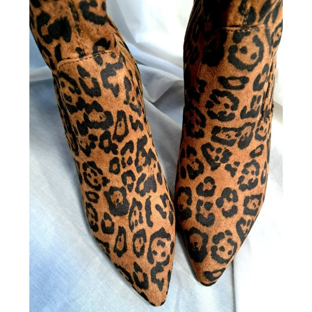 New Cheetah Aubriana Chunky High Heel Over Knee Boots Size 8.5